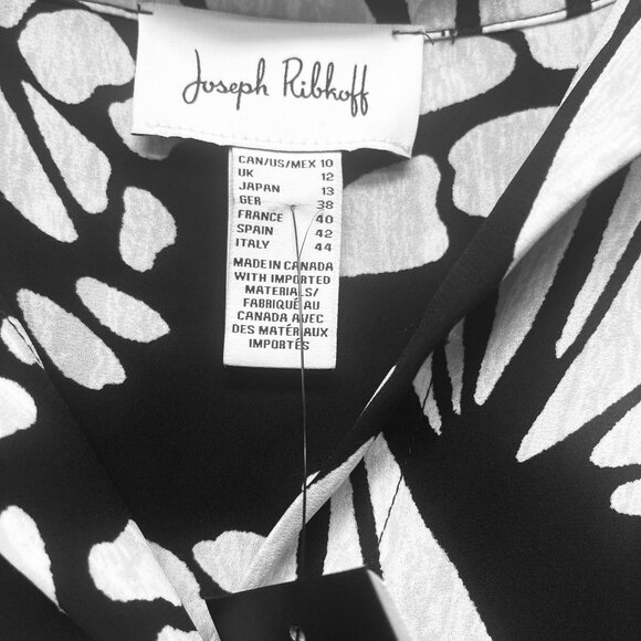 Joseph Ribkoff Hi/Low Butterfly Blouse Black and White , Size 10 - Picture 4 of 5